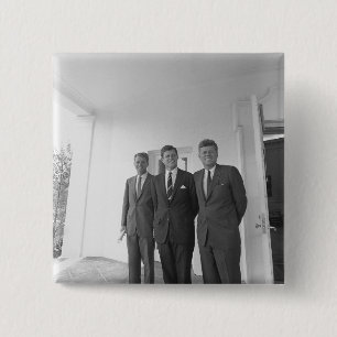 Bóton Quadrado 5.08cm Irmãos, Presidente John Kennedy, Robert & Ted