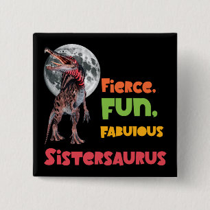 Bóton Quadrado 5.08cm Irmãs Saurus Esquadrão de Dinossauros Irmãs Combin