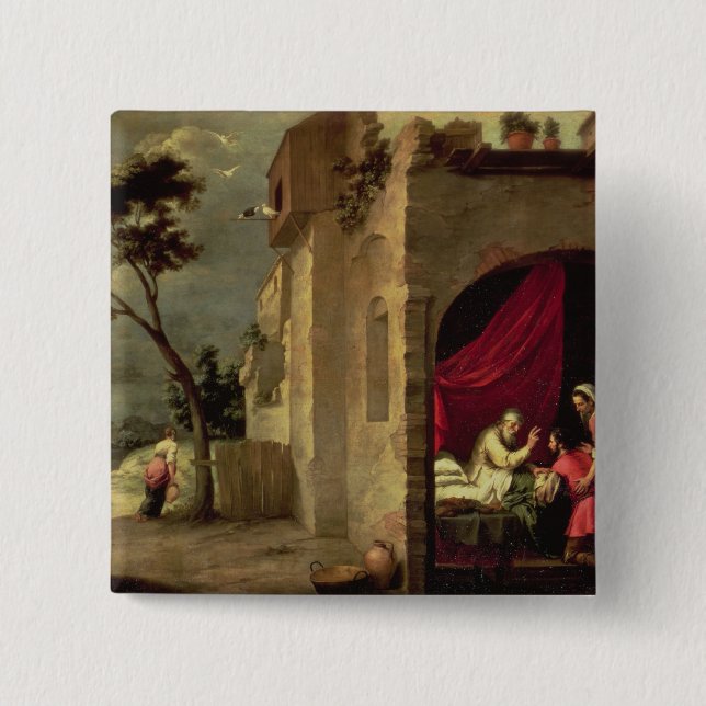 Bóton Quadrado 5.08cm Isaac que abençoa Jacob (Frente)