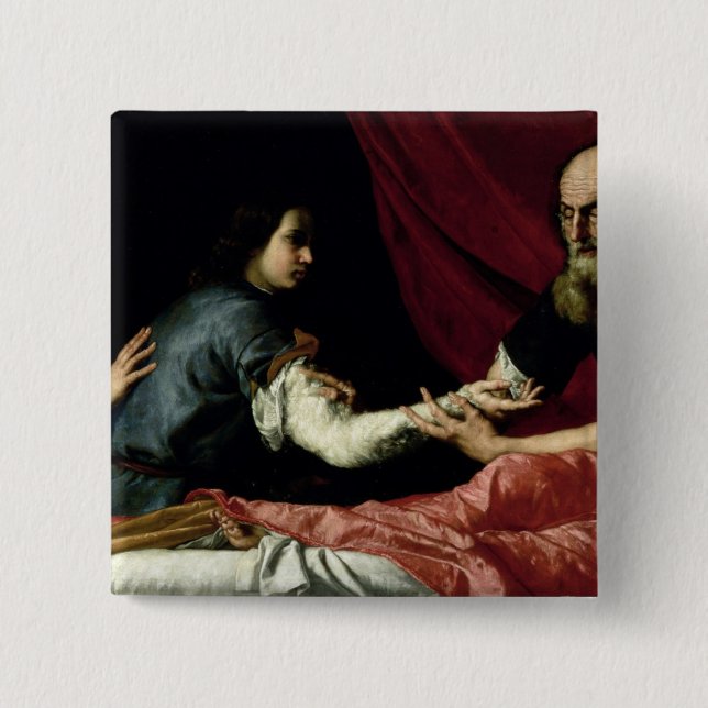 Bóton Quadrado 5.08cm Isaac que abençoa Jacob, 1637 (Frente)