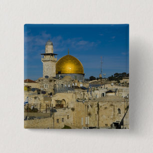 Bóton Quadrado 5.08cm Israel, Jerusalém, Cúpula da Rocha
