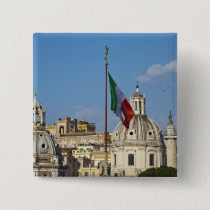 Bóton Quadrado 5.08cm Itália, Roma. Bandeira italiana