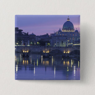 Bóton Quadrado 5.08cm Itália, Roma São Pedro e Ponte Sant Angelo,