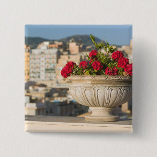 Bóton Quadrado 5.08cm Itália, Sicília, Termini Imerese, Vista e Flores