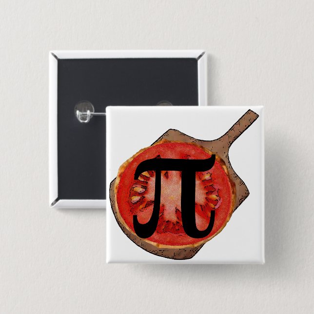 Bóton Quadrado 5.08cm Italian Tomato Pi Button (Frente & Verso)