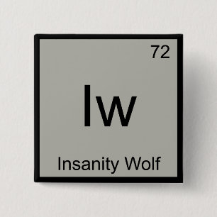 Bóton Quadrado 5.08cm Iw - Símbolo de Elemento de Química do Lobo Insa