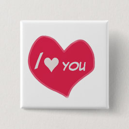 Bóton Quadrado 5.08cm “I🤍You Heart – Cute Romantic Gift Design”