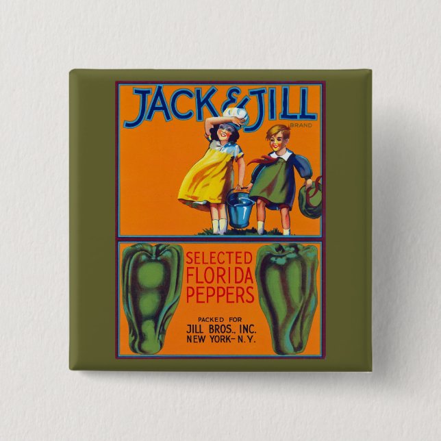 Bóton Quadrado 5.08cm Jack & Jill Florida Peppers (Frente)