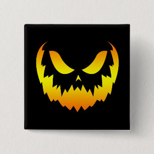Bóton Quadrado 5.08cm Jack O Lantern Pumpkin Face Gradiente