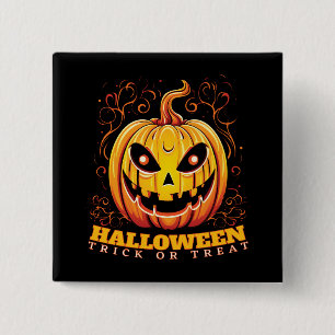 Bóton Quadrado 5.08cm Jack-O-Lanterna Halloween Pumpkin