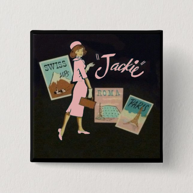 Bóton Quadrado 5.08cm Jackie Kennedy (Frente)