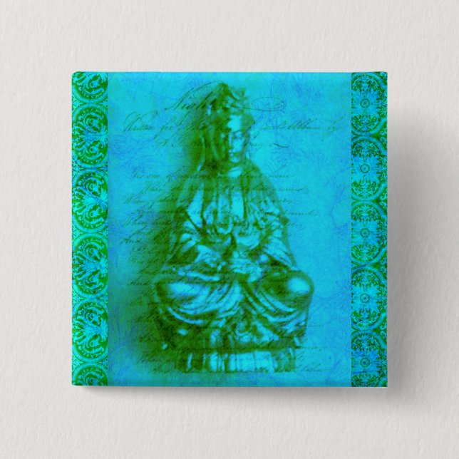 Bóton Quadrado 5.08cm Jade Kwan Yin (Frente)