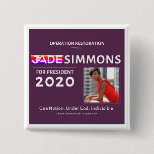Bóton Quadrado 5.08cm Jade Simmons para o Presidente 2020