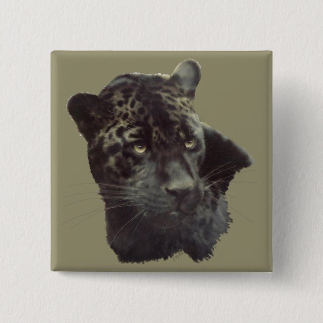 Bóton Quadrado 5.08cm Jaguar Preto (Frente)