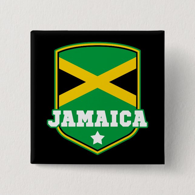 Bóton Quadrado 5.08cm Jamaican Flag Emblem Jamaica (Frente)