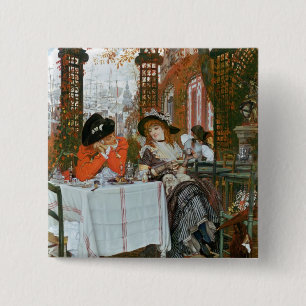 Bóton Quadrado 5.08cm James Jacques Joseph Tissot um almoço