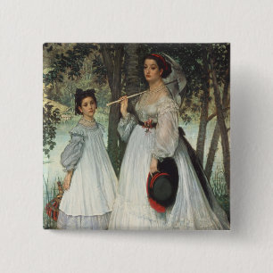 Bóton Quadrado 5.08cm James Tissot as duas irmãs: Retrato, 1863