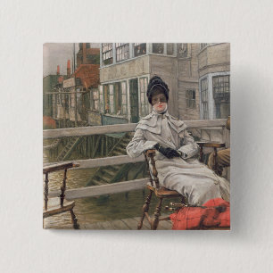 Bóton Quadrado 5.08cm James Tissot que esperam a balsa, c.1878