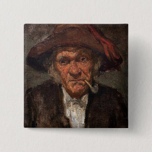 Bóton Quadrado 5.08cm James Whistler - Homem Fumando um Pipe