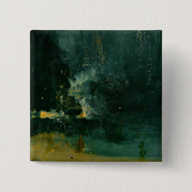 Bóton Quadrado 5.08cm James Whistler - Noite em preto e Dourado (Frente)