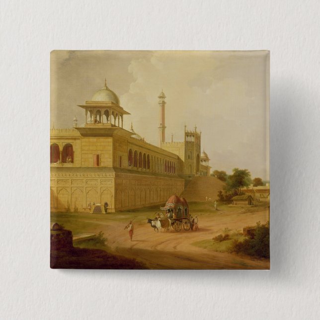 Bóton Quadrado 5.08cm Jami Masjid, Deli, 1811 (óleo em canvas) (Frente)