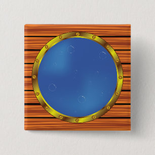 Bóton Quadrado 5.08cm Janela de Portinhola de Navio Náutico com Água Azu