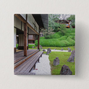 Bóton Quadrado 5.08cm Japão, Quioto. Jardim de pedra em silêncio
