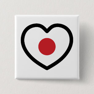 Bóton Quadrado 5.08cm Japão Sinalizador Japonês Heart