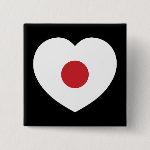 Bóton Quadrado 5.08cm Japão Sinalizador Japonês Heart