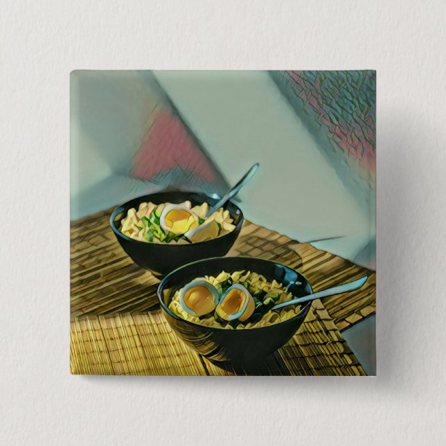Bóton Quadrado 5.08cm Japonês Ramen Gift (Frente)
