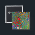 Bóton Quadrado 5.08cm Jardim de Fazenda de Gustav Klimt com girassóis<br><div class="desc">Jardim de Fazenda de Gustav Klimt com botão Girassóis.</div>