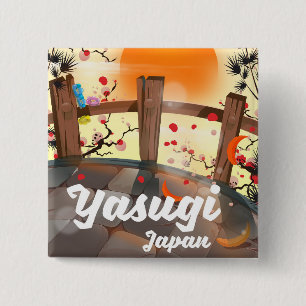 Bóton Quadrado 5.08cm Jardim de flores Yasugi Japão