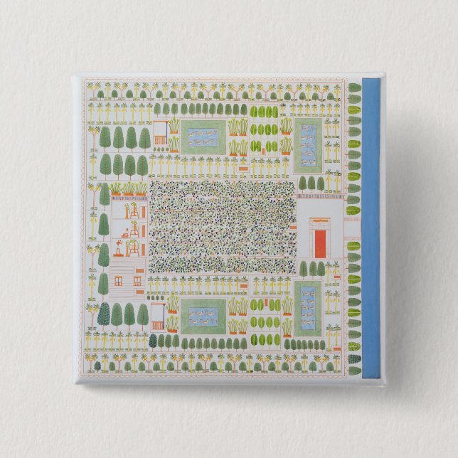 Bóton Quadrado 5.08cm Jardim de um dignatário egípcio alto, de (Frente)