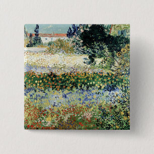 Bóton Quadrado 5.08cm Jardim de Vincent van Gogh na flor, Arles, 1888