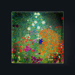 Bóton Quadrado 5.08cm Jardim Flor Gustav Klimt<br><div class="desc">Botão com a pintura a óleo do Jardim Flor de Gustav Klimt (1906). Um belo jardim de flores roxas,  vermelhas,  brancas,  azuis e laranja. Um presente de excelente para fãs de Arte Nouveau e de Arte Austríaca.</div>