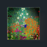 Bóton Quadrado 5.08cm Jardim Flor Gustav Klimt<br><div class="desc">Botão com a pintura a óleo do Jardim Flor de Gustav Klimt (1906). Um belo jardim de flores roxas,  vermelhas,  brancas,  azuis e laranja. Um presente de excelente para fãs de Arte Nouveau e de Arte Austríaca.</div>