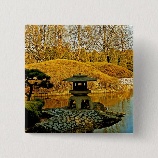 Bóton Quadrado 5.08cm Jardim Japonês (Frente)