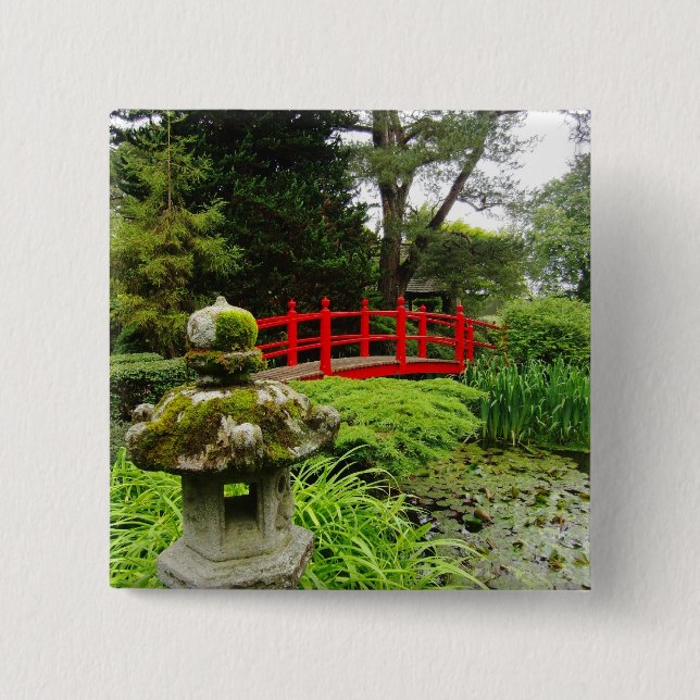 Bóton Quadrado 5.08cm Jardim japonês (Frente)