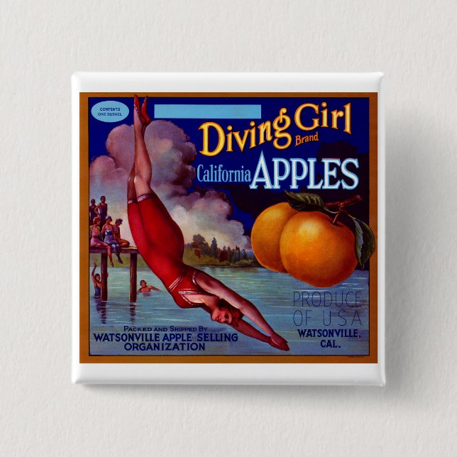 Bóton Quadrado 5.08cm Jardineiras da Califórnia (Frente)