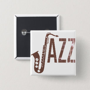 Bóton Quadrado 5.08cm Jazz Typografia Sax