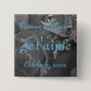 Bóton Quadrado 5.08cm "Je t'aime" (Francês - "Eu te amo.")