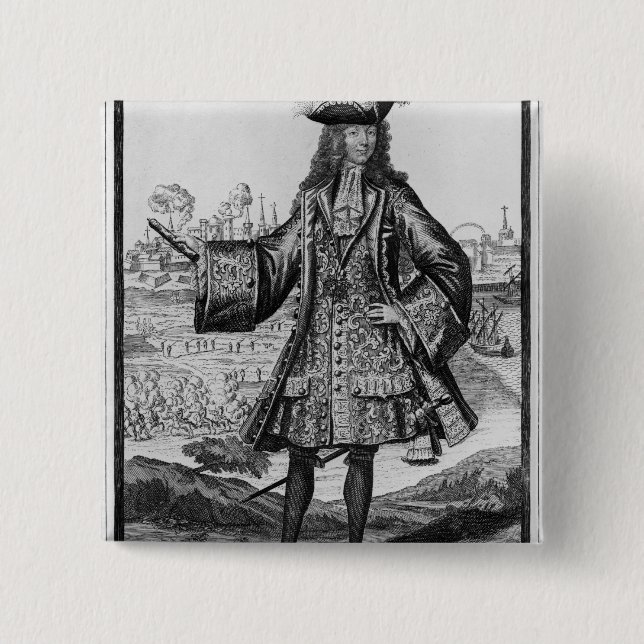 Bóton Quadrado 5.08cm Jean Bernard Desjean Baron de Pointis (Frente)