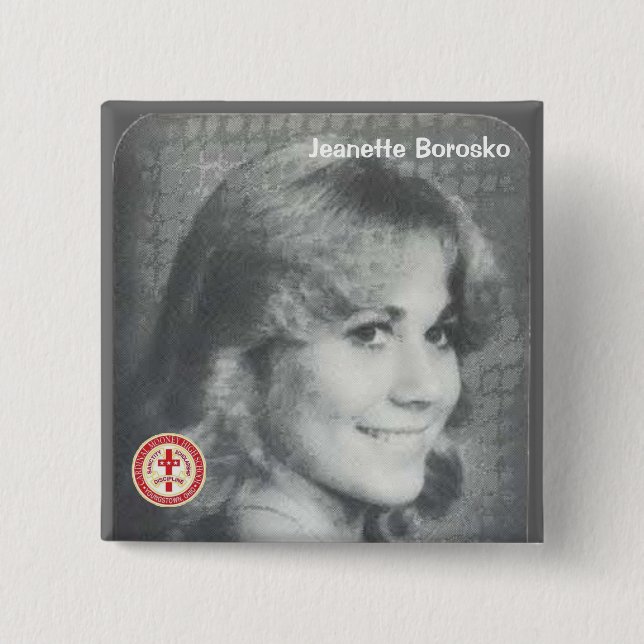 Bóton Quadrado 5.08cm Jeanette Borosko (Frente)