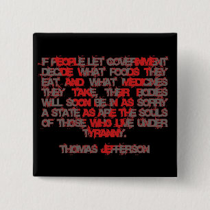 Bóton Quadrado 5.08cm Jefferson na comida e na medicina