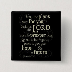 Bóton Quadrado 5.08cm Jeremiah 29:11 Encorajando a Bíblia
