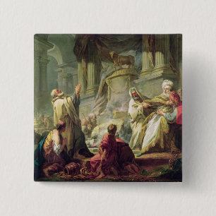 Bóton Quadrado 5.08cm Jeroboam que sacrifica à vitela dourada, 1752