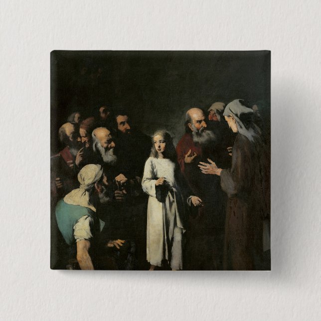 Bóton Quadrado 5.08cm Jesus com os doutores (Frente)