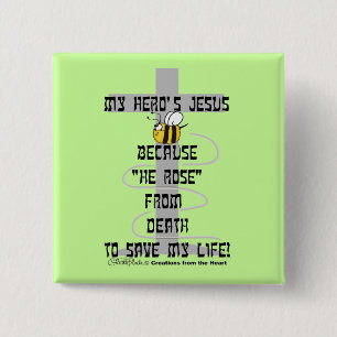 Bóton Quadrado 5.08cm Jesus de Herói