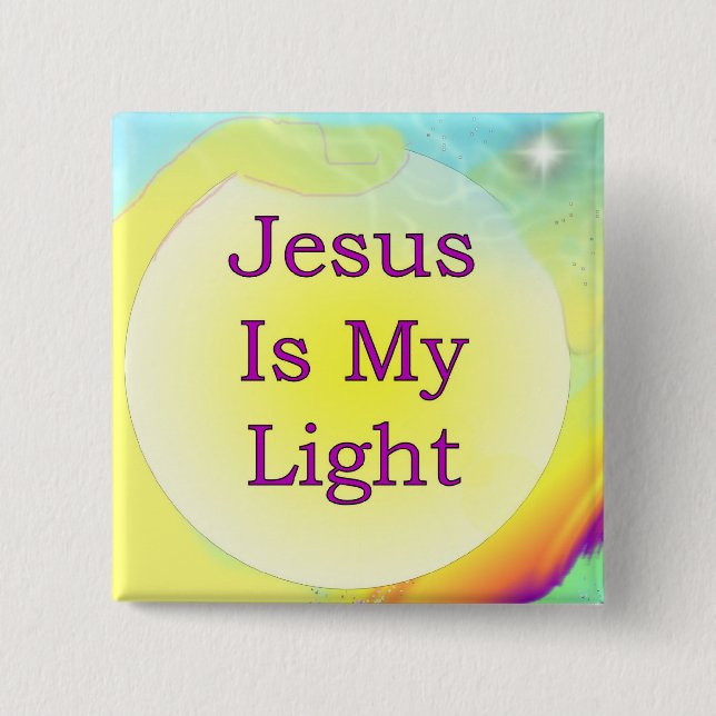 Bóton Quadrado 5.08cm Jesus é minha luz (Frente)