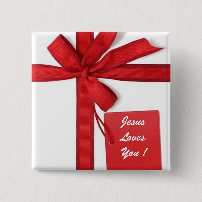 BÓTON QUADRADO 5.08CM JESUS LOVES YOU (Frente)